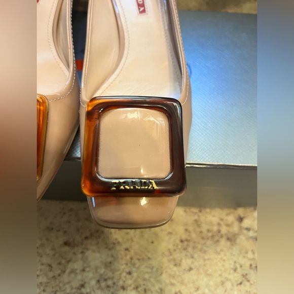 Prada Calzature Donna Vernice 5 Nudo Slip On Buckle Size 36 1/2 (6.5) - Picture 9 of 14